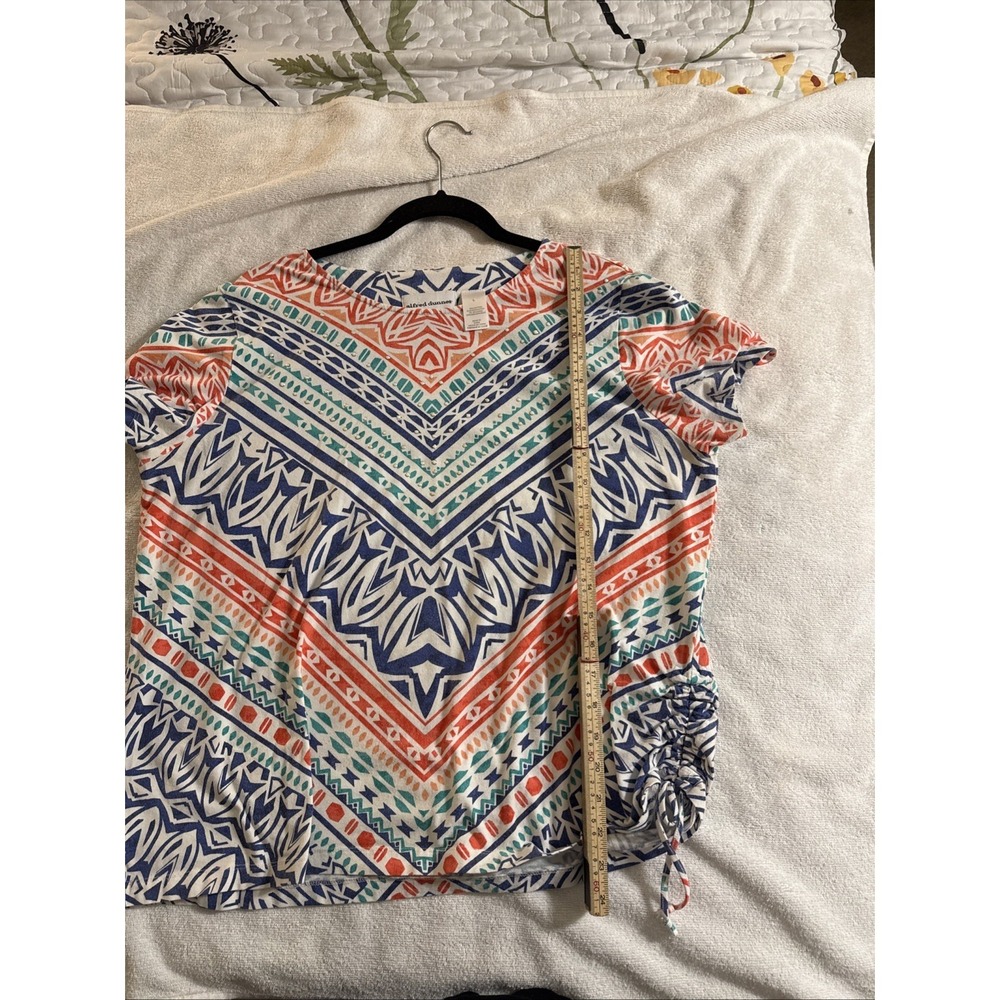 Alfred Dunner Women L Tribal Aztec Print Tee Top Multicolor Studded Cotton - Picture 10 of 10